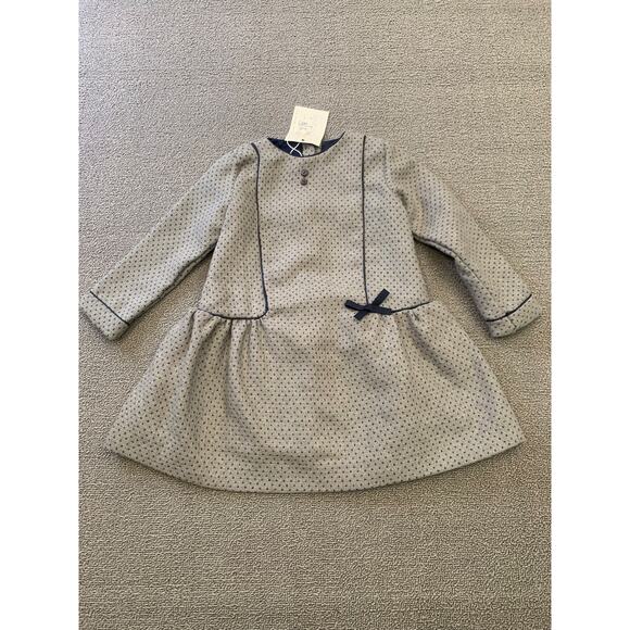 Martina Charlotte Girls 4Y Gray And Navy Drop Waist Dress - Picture 1 of 16